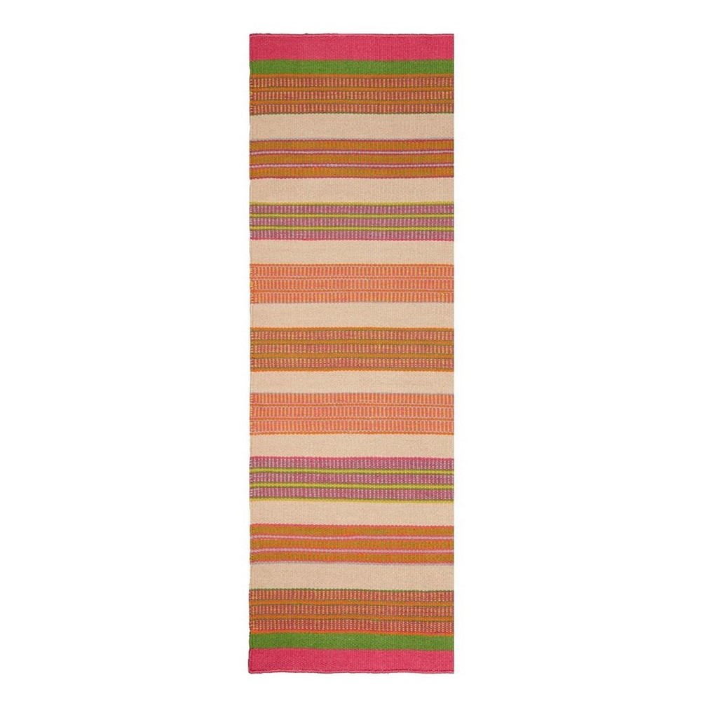 Mahakam Stripe Indoor Outdoor Runner Rug by Designers Guild in Coral Pink